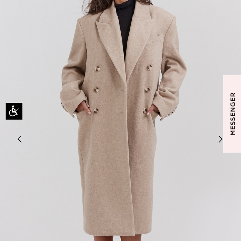 House of CB ‘Carter’ White Pepper Double-Breasted Coat – NWT – Size XS